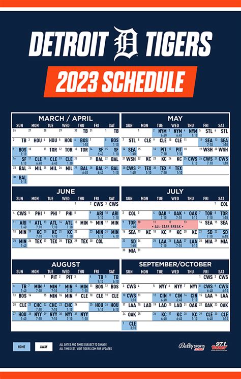 detroit tigers schedule printable 2023